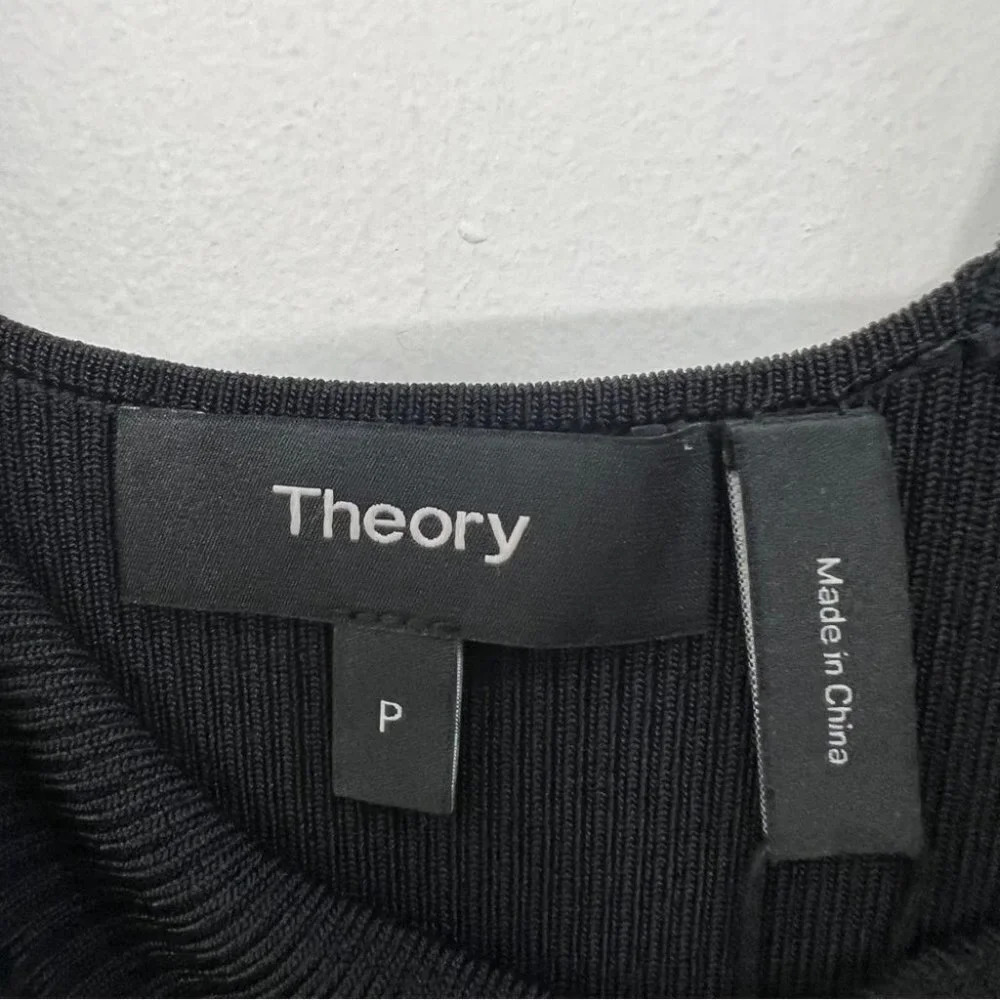 NWT $495 Theory Sleeveless Square Neck Jumpsuit Rib Romper Crepe Petite Black - Picture 6 of 11